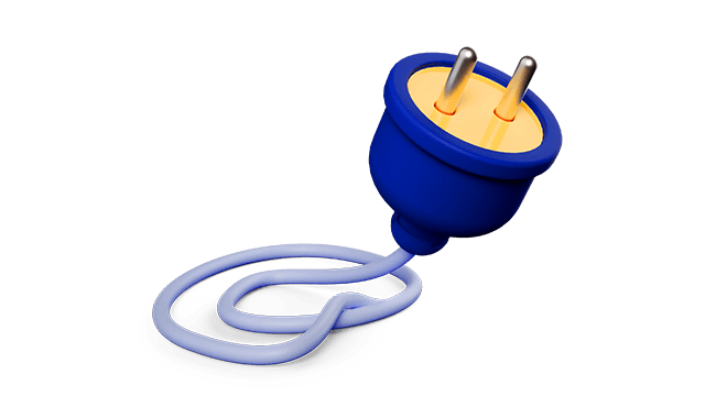 Cartoonillustratie van een stekker voor in het stopcontact